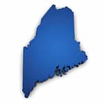 a blue map of the state of maine