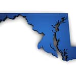 a blue map of the state of maryland