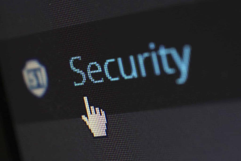 mouse pointer hovering over security button